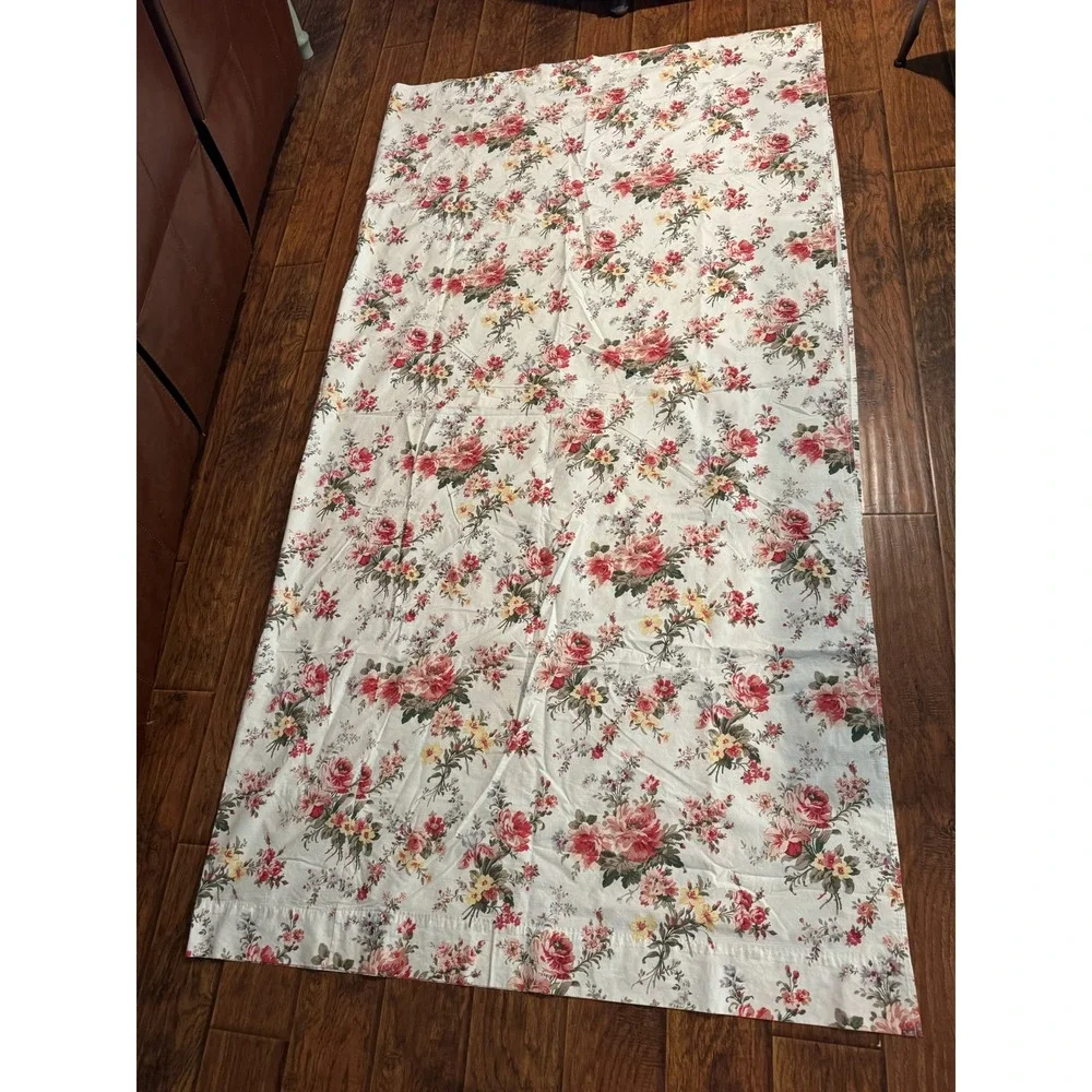 Vtg Ralph Lauren Custom Floral Rose Curtains Drapes Petticoat Floral 100% Cotton